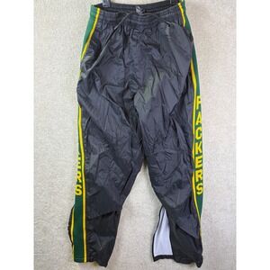 Vintage Green Bay Packers Track Pants Mens MED Black Windbreaker Knit Zip Ankle